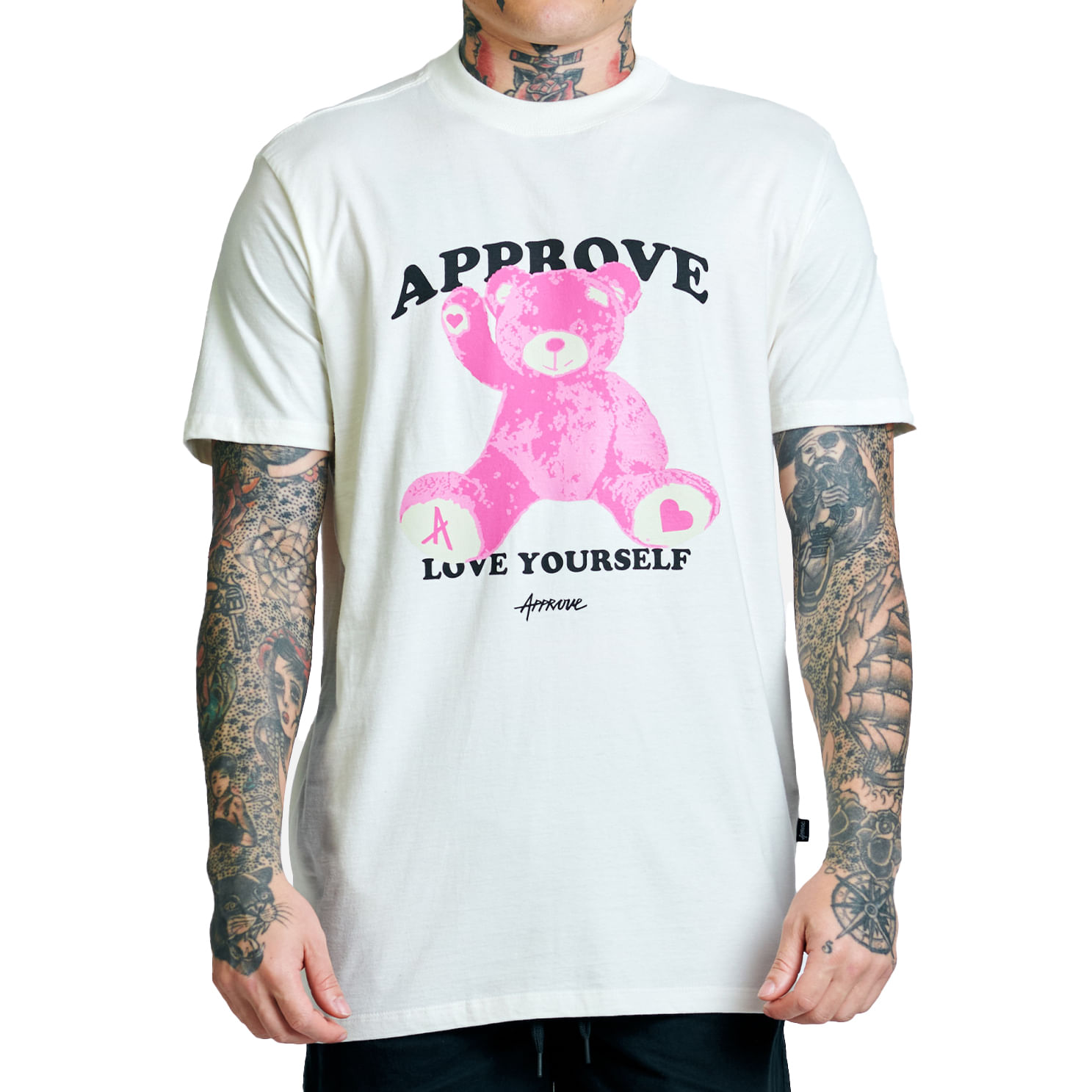 Approve Camiseta 5392-OFR M BOLD HI BEAR Off WhiteRosa Algodao -3-